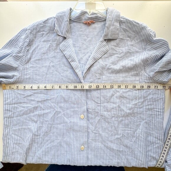 Eberjey Long Sleeve Nautico Stripe Blue White Shirt Top Size Medium - Picture 8 of 9